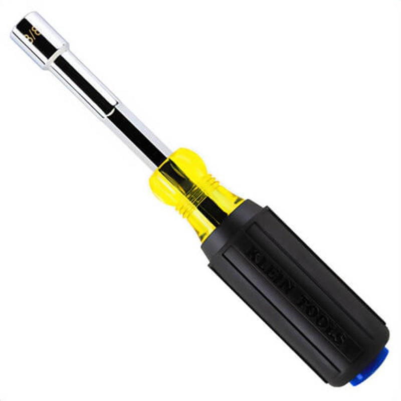 Klein 65438 Color-Coded Hollow-Shaft Heavy-Duty Nut Driver, Alloy Steel, Blue, 1.25 in Handle, 3.5 in Shaft, 3/8 in
