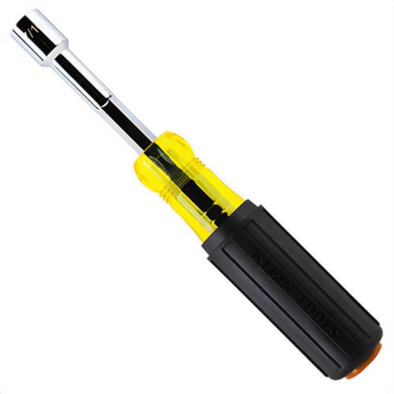 Klein 654716 Color-Coded Hollow-Shaft Heavy-Duty Nut Driver, Alloy Steel, Brown, 1.25 in Handle, 3.5 in Shaft, 7/16 in