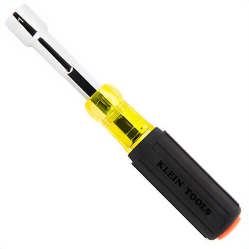 Klein 654916 Color-Coded Hollow-Shaft Heavy-Duty Nut Driver, Alloy Steel, Orange, 1.25 in Handle, 3.5 in Shaft, 9/16 in
