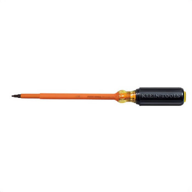 Klein 661-7-INS Insulated Screwdriver, Non-Magnetic, Hardened Steel, Green, #1 Square, 7 in Round Shank