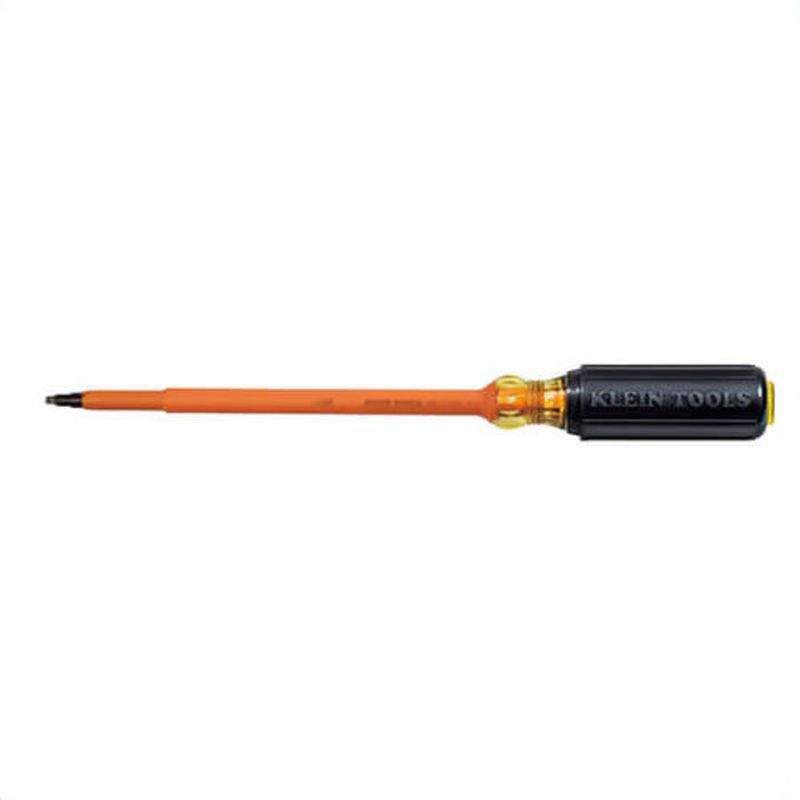 Klein 662-7-INS Insulated Screwdriver, Non-Magnetic, Hardened Steel, Red, #2 Square, 7 in Round Shank