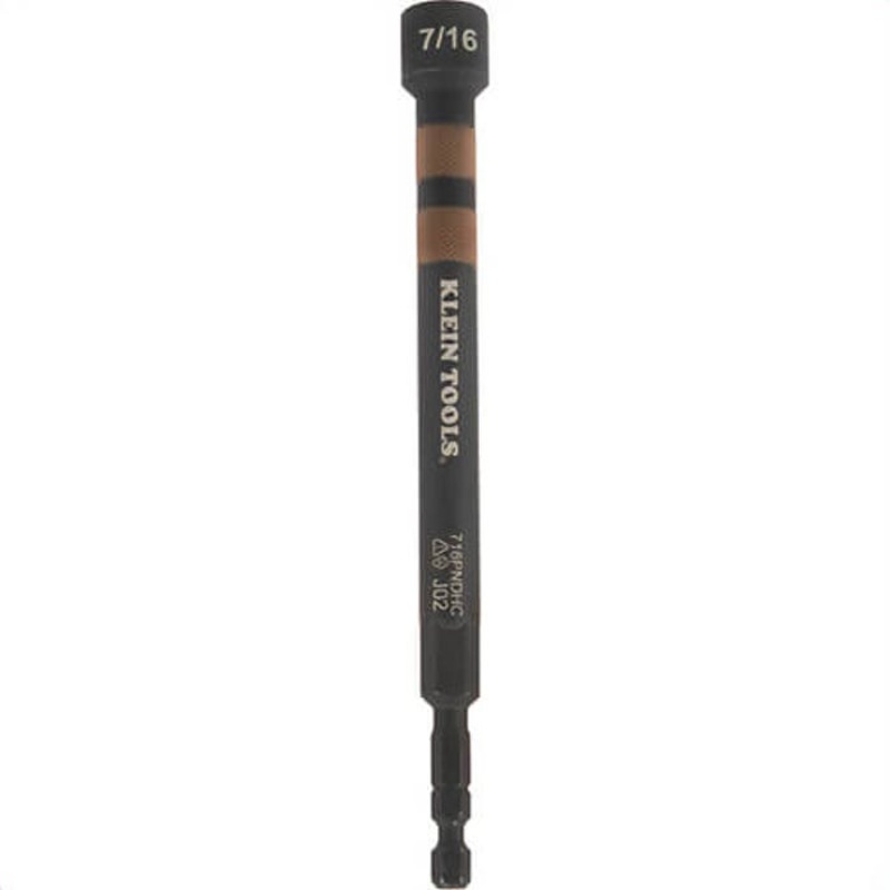 Klein 716PNDHC Hollow Magnetic Color-Coded Power Nut Driver, 7/16 in, Brown, Steel Alloy