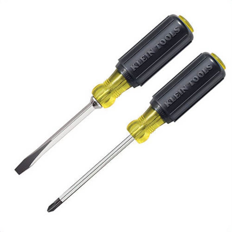 Klein 85442 Precision Screwdrivers, 2 pc, ASME/ANSI, Steel/Rubber Handle, Chrome