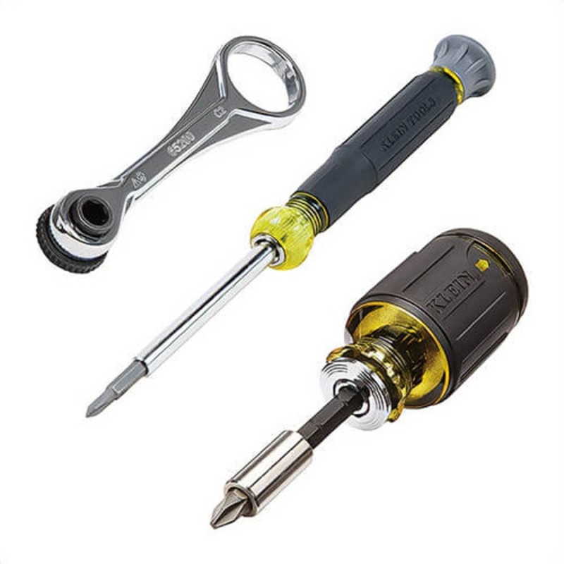 Klein 85515 Multi-Bit Screwdriver and Nut Driver Set, Steel, 3 pc