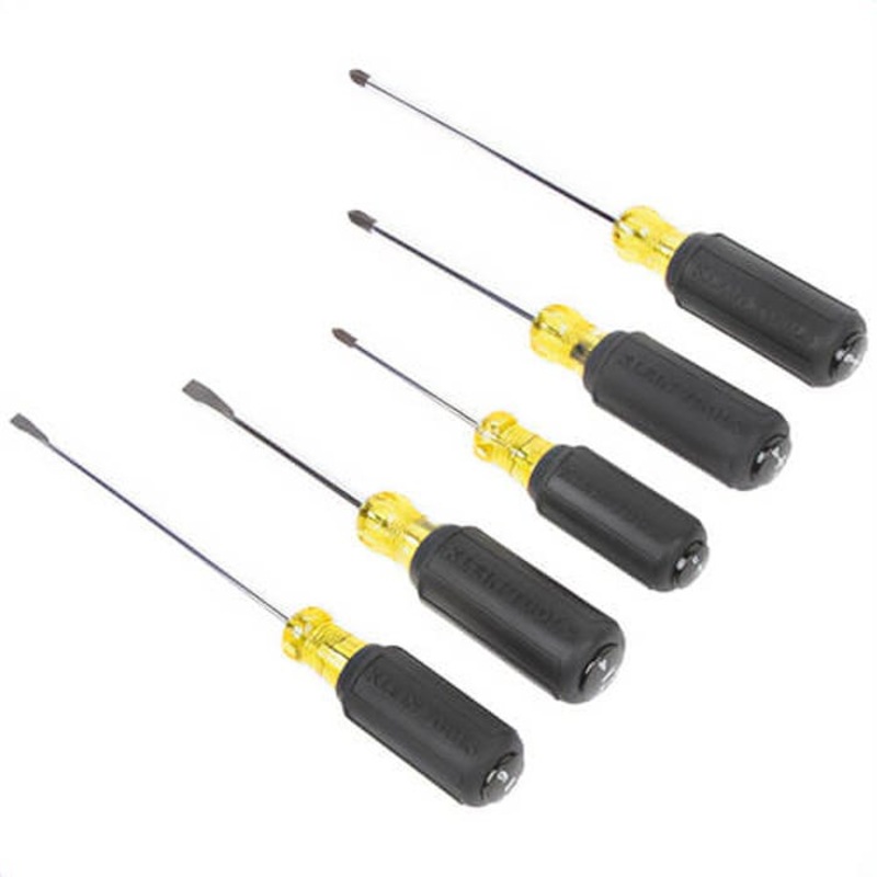 Klein 85805 All-Purpose Screwdriver Set, Non-Magnetic, Steel, Plastic with TPE Grip, Black, 5 pc