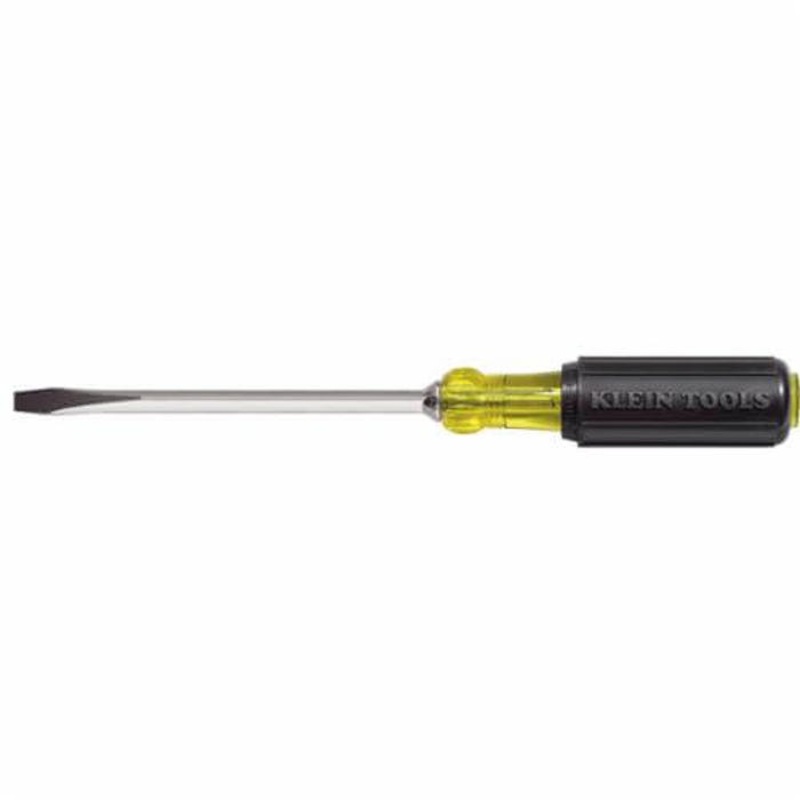 Klein Cushion-Grip 600-6 Heavy Duty Screwdriver, 5/16 in Keystone Point, Steel Shank, 10.938 in OAL, Rubber Handle, Polished Chrome