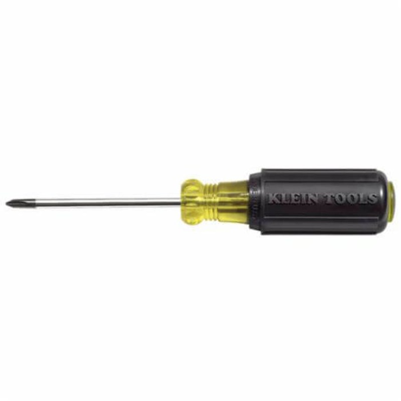Klein Cushion-Grip 603-3 Screwdriver, #1 Phillips Point, Steel Shank, 6-3/4 in OAL, Rubber Handle, Polished Chrome