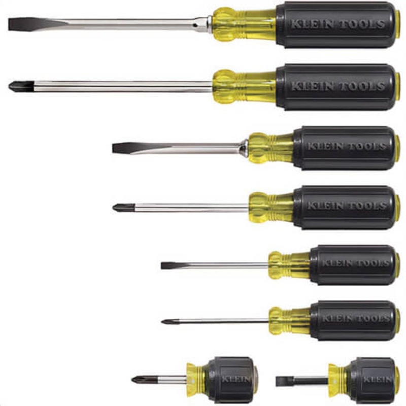 Klein Cushion-Grip 85078 Set, Imperial, 8 pc, Cushion Grip, Screwdriver Types Included: Cabinet/Keystone/Phillips