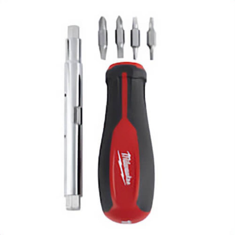 Milwaukee 48-22-2761 11-in-1 Multi-Bit Screwdriver, 11 pc, Plastic/Rubber Tri-Lobe Handle, Forged Steel