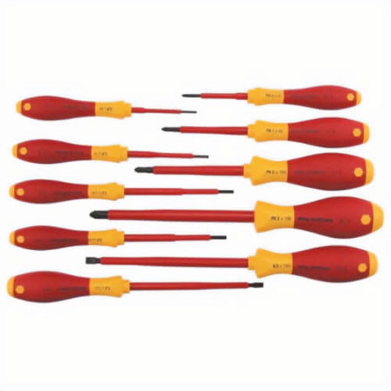 Wiha 32093 Screwdriver Set, 10 pc, ASTM F1505, Alloy Steel, Black Oxide