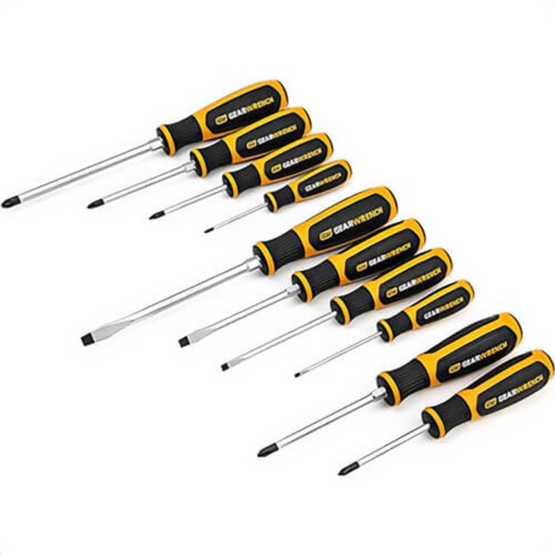 Gearwrench 80060H Screwdriver Set, Alloy Steel, Black Oxide, ASME B107.15, 10 pc