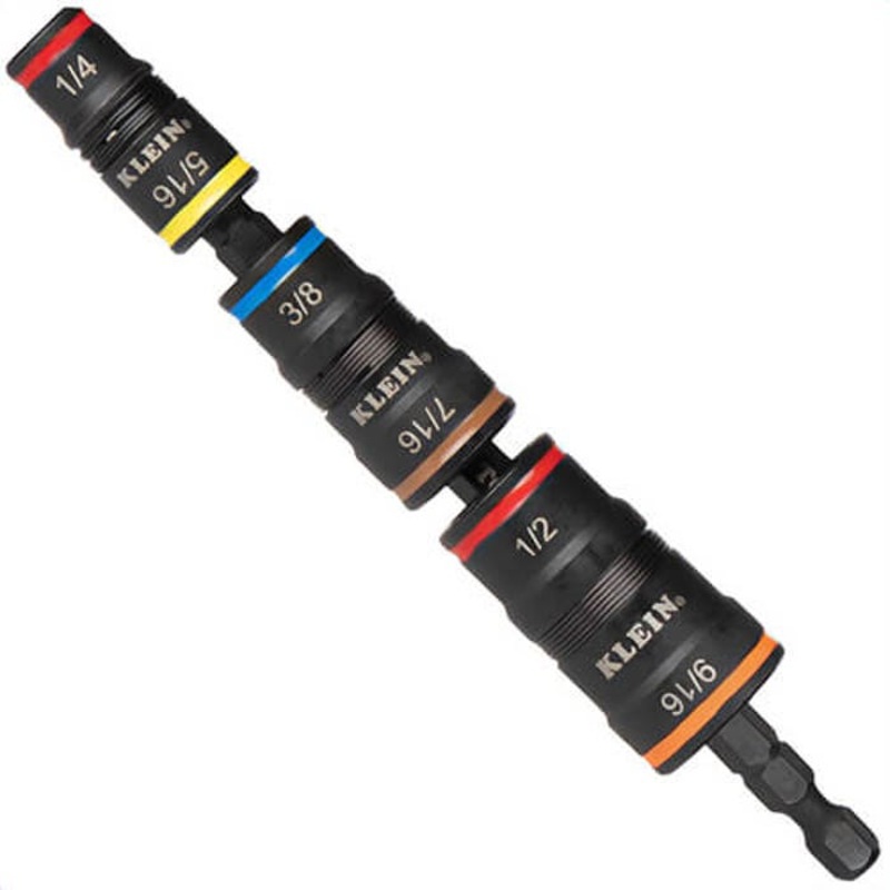 Klein 32933 7-in-1 Impact Flip Socket Set, No Handle, 8 pc