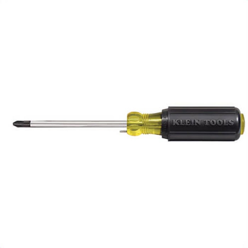 Klein 603-4B Cushion-Grip #2 Phillips Wire Bending Screwdriver, Steel, 4 in Round Shank