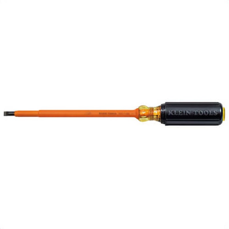 Klein 605-7-INS Cushion-Grip Insulated Cabinet Screwdriver, 1/4 in Tip, 7 in Round Shank