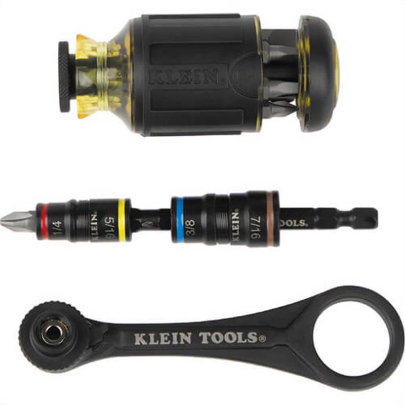 Klein 85515HD Flip Socket, Mini Ratchet and Multi-Bit Driver Set, Steel, 3 pc