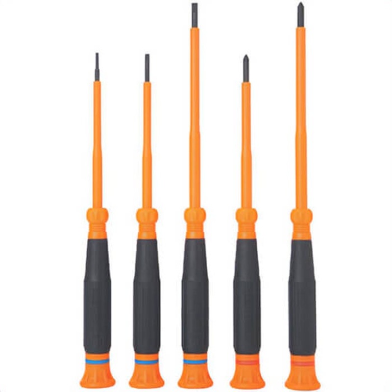 Klein 85615INS Insulated Precision Screwdriver Set, Steel, Blue, Red, 5 pc