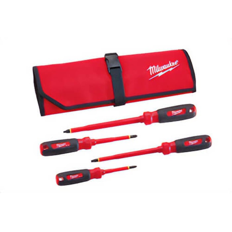 Milwaukee 48-22-2204 Insulated Screwdriver Set with Roll Pouch, 4 pc
