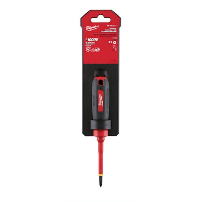 Milwaukee 48-22-2211 Screwdriver, #1 Phillips Point, Steel Shank, Plastic/Rubber Handle