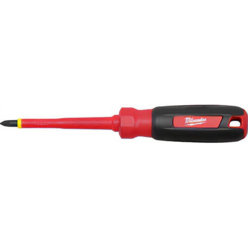 Milwaukee 48-22-2212 Screwdriver, #2 Phillips Point, Steel Shank, Plastic/Rubber Handle