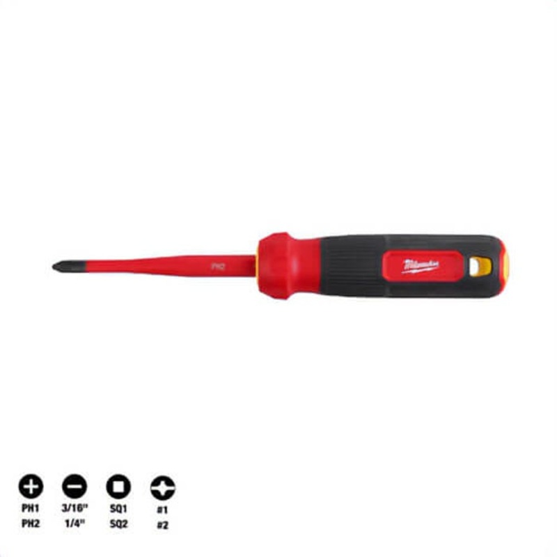 Milwaukee 48-22-2218 8-in-1 Insulated Slim Tip Multi-Bit Screwdriver, 1,000V
