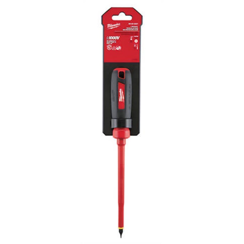 Milwaukee 48-22-2221 Screwdriver, 1/4 in Slotted Point, Steel Shank, Plastic/Rubber Handle