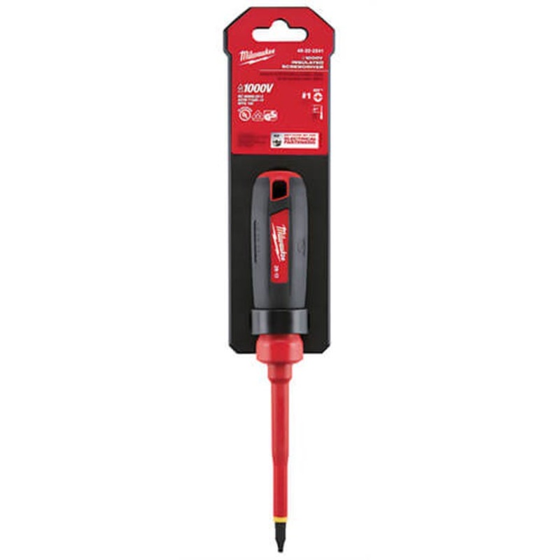 Milwaukee 48-22-2241 Screwdriver, #1 ECX Point, Steel Shank, Plastic/Rubber Handle