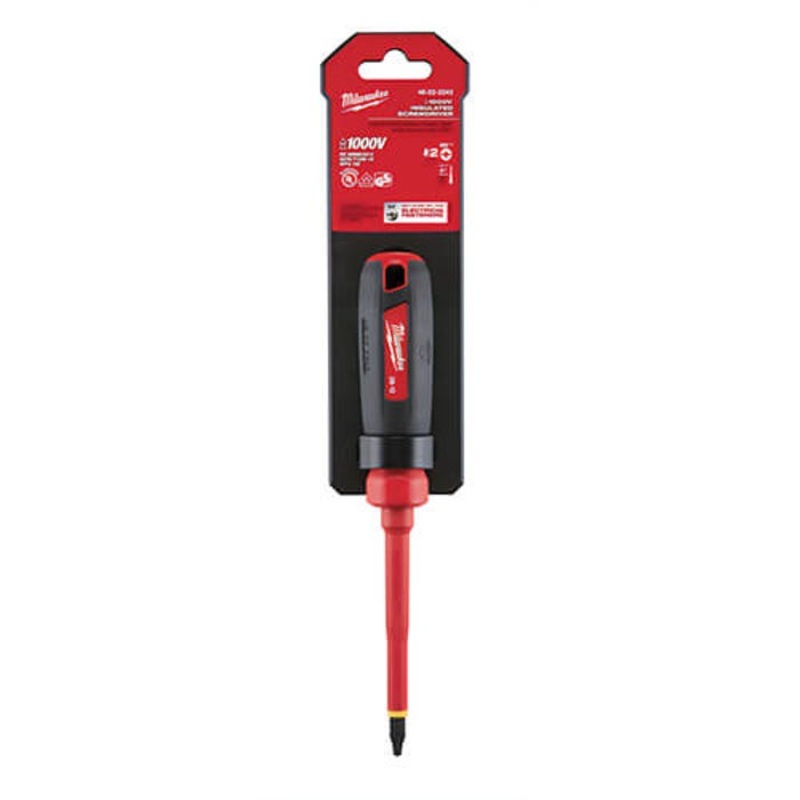 Milwaukee 48-22-2242 Screwdriver, #2 ECX Point, Steel Shank, Plastic/Rubber Handle