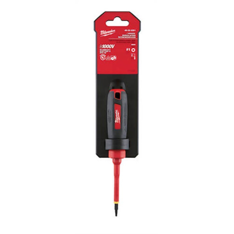 Milwaukee 48-22-2251 Screwdriver, #1 Square Point, Steel Shank, 7 in OAL, Plastic/Rubber Handle