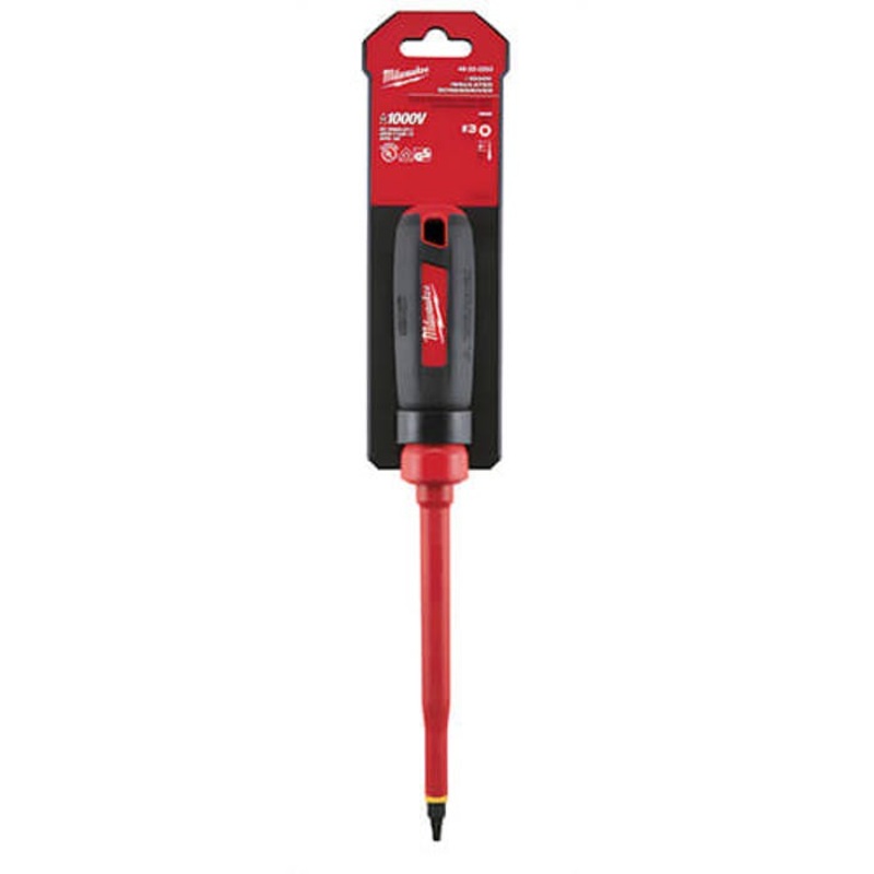 Milwaukee 48-22-2253 Screwdriver, #3 Square Point, Steel Shank, 10 in OAL, Plastic/Rubber Handle