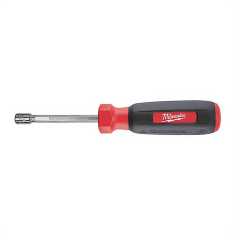 Milwaukee 48-22-2432 Nut Driver, 5.5 mm, Hex/Hollow Shank, Black/Red Cushion Grip Handle, Polished Chrome