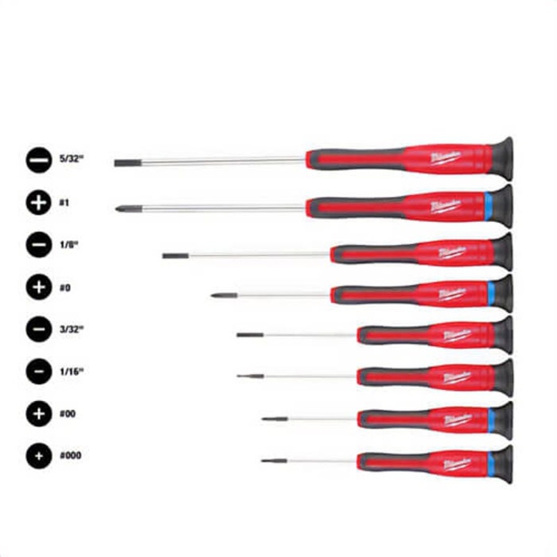 Milwaukee 48-22-2614 Precision Screwdriver Set, 8 pc, Polished Chrome