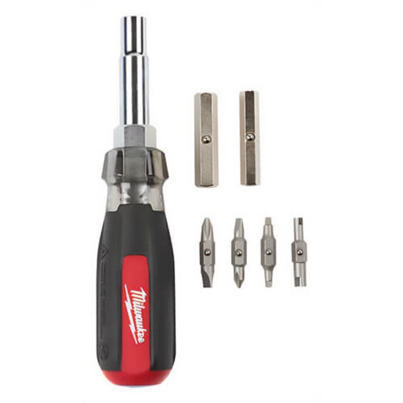 Milwaukee 48-22-2881 Double Ended Multi-Bit Screwdriver 13-in-1, Rubber Cushion Grip Handle, Steel, 7 pc