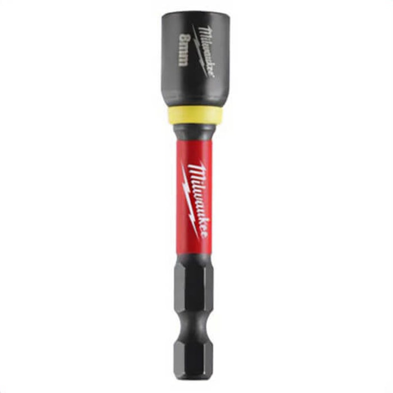 Milwaukee 49-66-0708 ShockWave Impact Duty Magnetic Impact Nut Driver, 8 mm Chamfered Edge Point, 2-9/16 in OAL, 1/4 in, Steel
