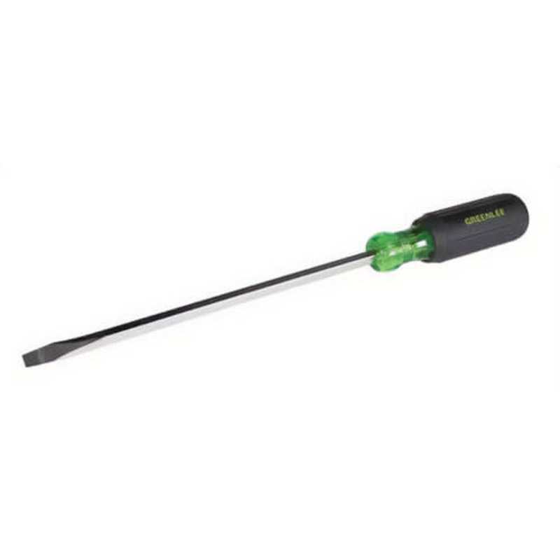 Greenlee 0153-13C Heavy Duty Screwdriver, 1/4 in Flat/Keystone Point, Steel Shank, 12-11/32 in OAL, Acetate Handle, Black Phosphate Plated