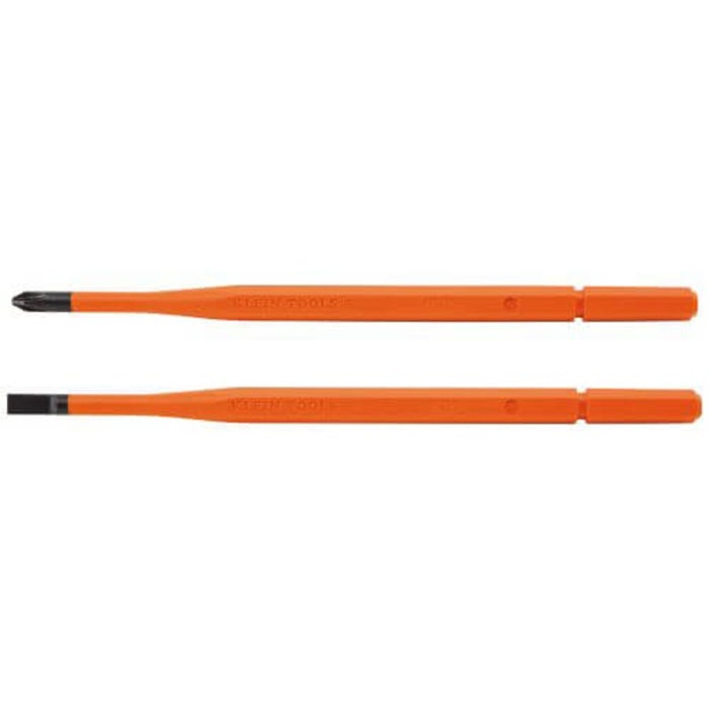 Klein 13156 Insulated Screwdriver Blade, Phillips/Slotted Point, #2, 1/4 in Point, 7.58 in OAL, Single, Induction Hardened Steel