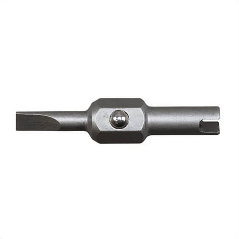 Klein 13231 Double Sided Replacement Screwdriver Bit with Schrader, 1/8 in, 1-1/4 in OAL, Slotted/Schrader Tip, Steel