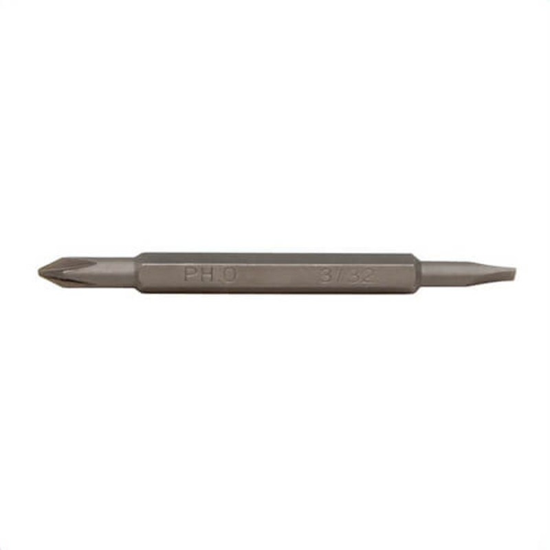 Klein 13391 Replacement Screwdriver Bit, #0, 3/32 in Point, 1.8 in OAL, Phillips/Slotted Tip, Steel