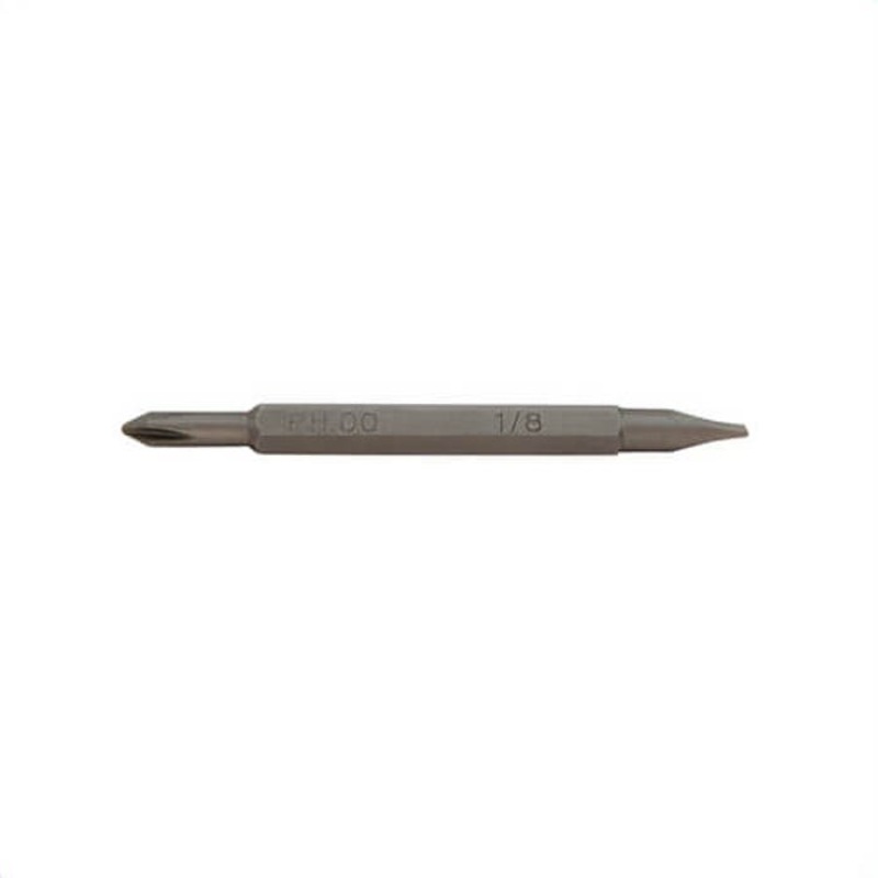 Klein 13392 Replacement Screwdriver Bit, #00, 1/8 in, 1.8 in OAL, Phillips/Slotted Tip, Steel