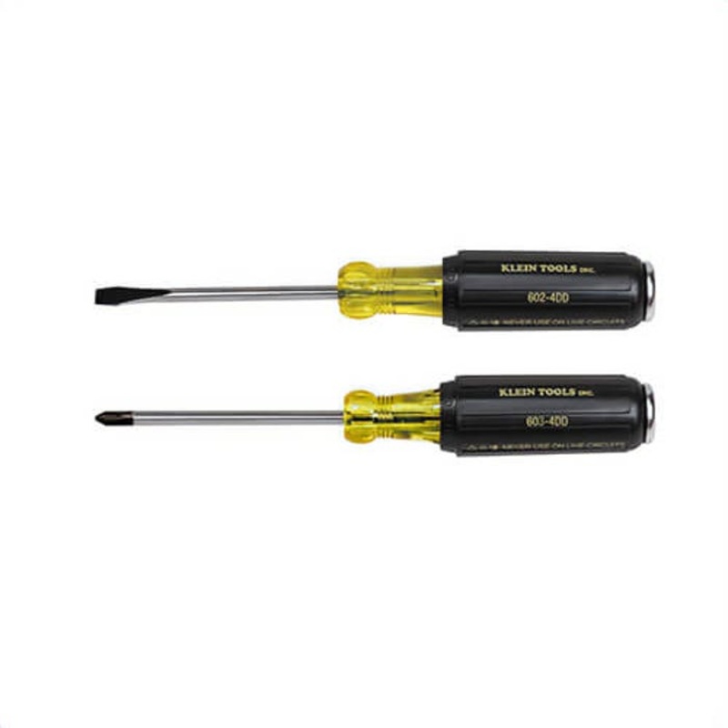 Klein 32008 Demolition Driver Set, Imperial, Cushion Grip, Keystone/Phillips/Slotted Screwdriver Types Included, Black/Yellow