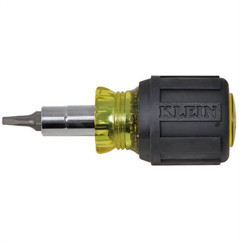 Klein 32562 Screwdriver, Multi-Bit Interchangeable Stubby, Imperial, Nut Driver/Phillips/Slotted/Square Recess point, 3.2 in OAL