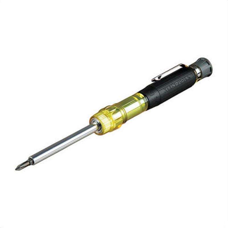 Klein 32614 Pocket Screwdriver, 4-in-1 Electronic, Imperial, #00, #0, 3/32 in, 1/8 in Screwdriver Size, Phillips, Slotted point, 6.65 in OAL