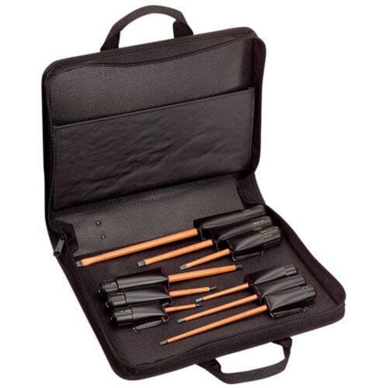 Klein 33528 Screwdriver Kit, 9 pcs, Plastic, Polished Chrome