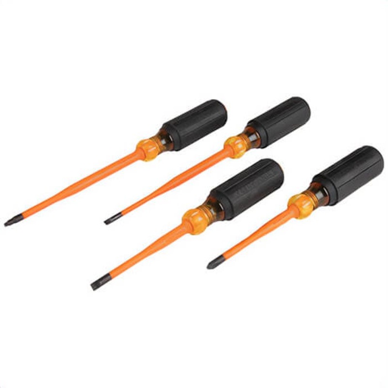 Klein 33734INS Slim-Tip Screwdriver Set, 4 pcs, ASTM F-1505-16, IEC 60900:2018, Plastic/Steel