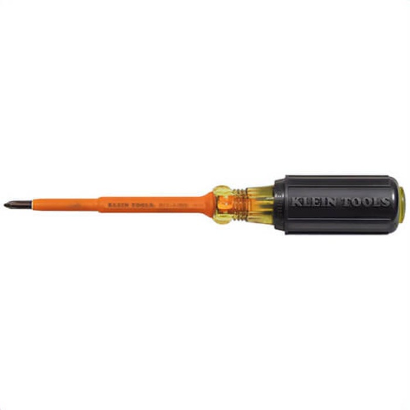 Klein 6334INS Screwdriver, #1 Profilated Phillips Point, Steel Shank, 7-3/4 in OAL, Plastic Handle, Black Oxide, ASTM F1505