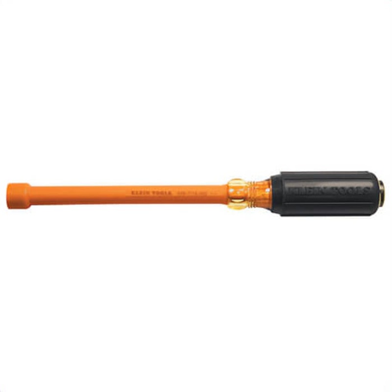 Klein 646-7/16-INS Insulated Nut Driver, 7/16 in, Hollow Shank, Orange Cushion Grip Handle