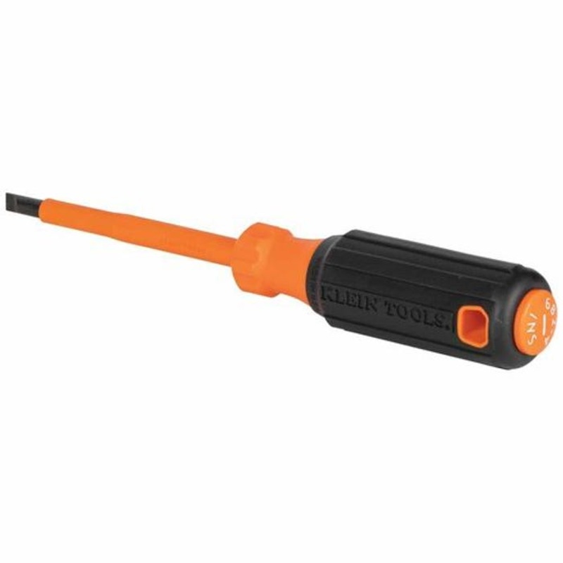 Klein 6824INS Insulated Screwdriver, 1/4 in Cabinet Tip, 4 in Round Shank