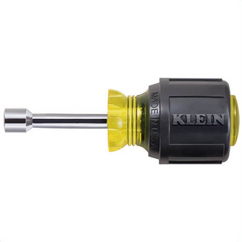 Klein Cushion-Grip 610-1/4M Magnetic Nut Driver, 1/4 in, Hollow Shank, Cushion Grip Handle, Polished Chrome