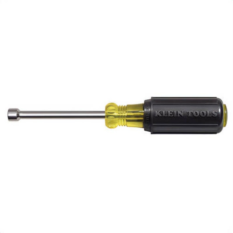 Klein Cushion-Grip 630-1/4M Magnetic Tip Nut Driver, 1/4 in, Hollow Shank, Cushion Grip Handle, ANSI/ASME Specified, Polished Chrome