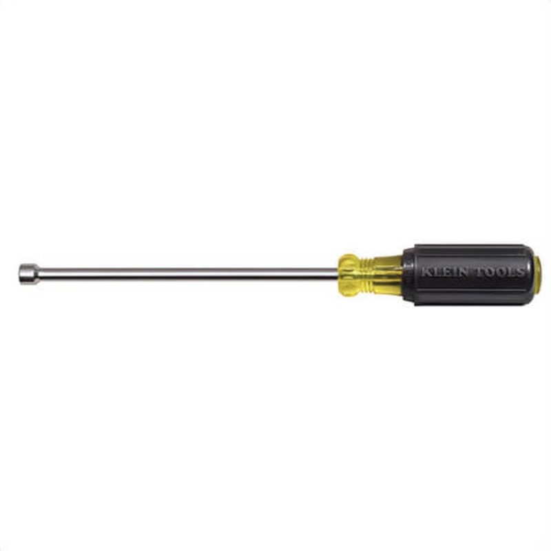 Klein Cushion-Grip 646-1/4M Magnetic Nut Driver, 1/4 in, Hollow Shank, Cushion Grip Handle, Polished Chrome