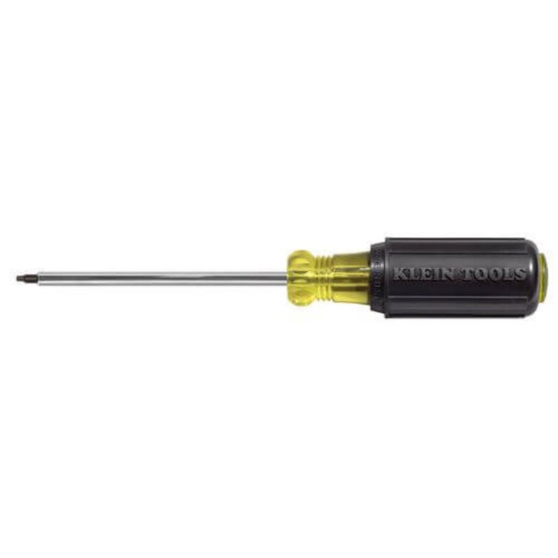 Klein Cushion-Grip 662 Screwdriver, #2 Square Recessed Point, Steel Shank, 8-1/4 in OAL, Acetate Handle, Polished Chrome, ANSI/ASME Specified